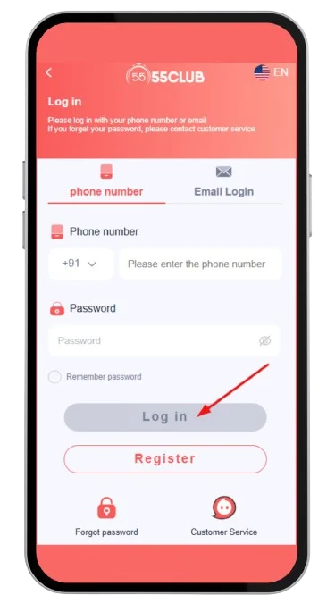 Click on login button